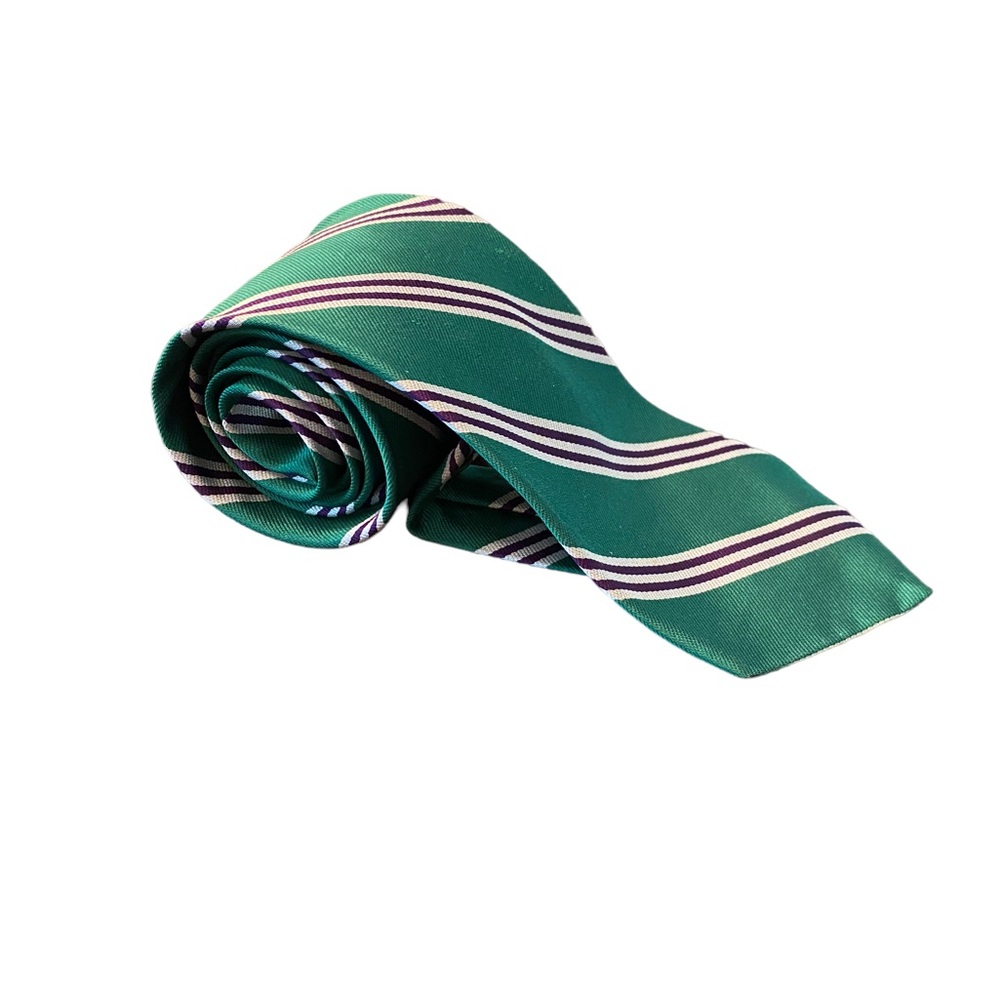 Brooks Brothers Green Purple Striped Silk Tie